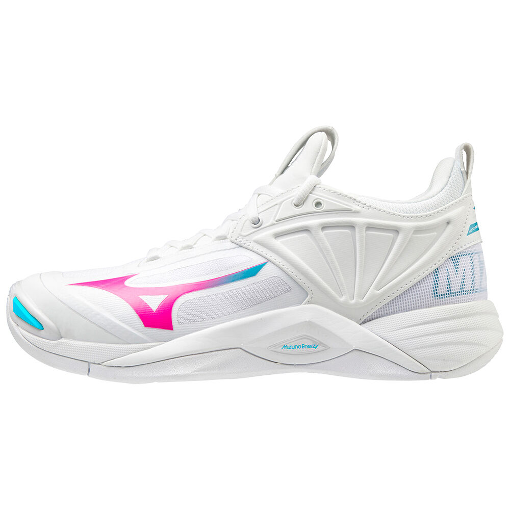Damske Volejbalove Tenisky Mizuno Wave Momentum 2 Biele/Ruzove/Modre Tyrkysové Vypredaj HJRS75861